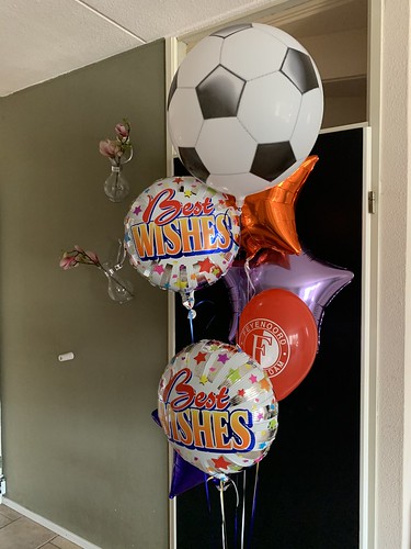  Ballonboeket Beste Wishes Succes Voetbal <a href='http://www.rotterdamsballonnenbedrijf.nl/plaatsen/feyenoord' class='w3-text-indigo'>Feyenoord</a> Rotterdam