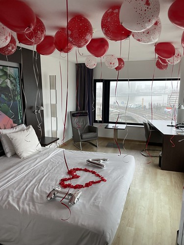  Heliumballonnen Folieballon Letters En Rozenblaadjes Huwelijksaanzoek Panorama Top Kamer Inntel Hotel Rotterdam
