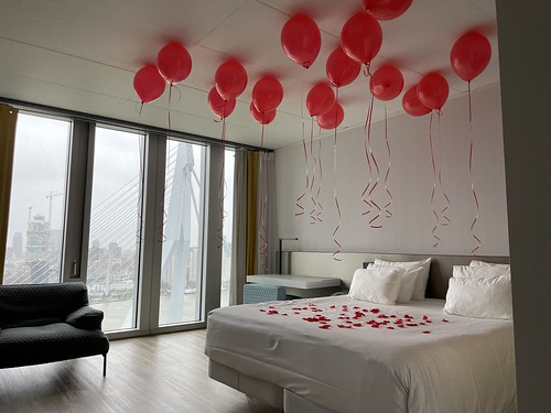  Heliumballonnen En Rozenblaadjes Huwelijksaanzoek Nhow Premium Room With Skyline View Nhow Hotel Rotterdam
