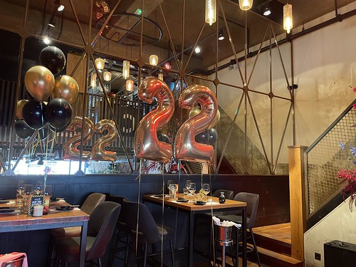  Tafeldecoratie 6ballonnen Folieballon Cijfer 22 Verjaardag <a href='http://www.rotterdamsballonnenbedrijf.nl/plaatsen/cafe-in-the-city' class='w3-text-indigo'>Cafe In The City</a> Rotterdam