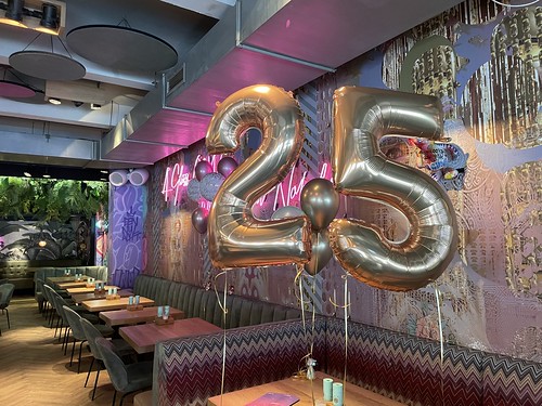  Tafeldecoratie 3ballonnen Folieballon Cijfer 25 Verjaardag <a href='http://www.rotterdamsballonnenbedrijf.nl/plaatsen/1nul8' class='w3-text-indigo'>1NUL8</a> Rotterdam