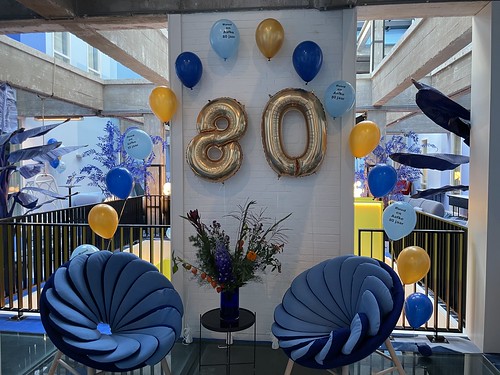  Heliumboog Bedrukt Folieballon Cijfer 80 Verjaardag Blue Patio Bar Room Mate Bruno Hotel Rotterdam