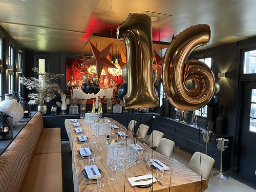  Tafeldecoratie 6ballonnen Folieballon Cijfer 16 Sweet 16 The Harbour Club Rotterdam