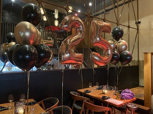  Tafeldecoratie 6ballonnen Folieballon Cijfer 25 Verjaardag <a href='http://www.rotterdamsballonnenbedrijf.nl/plaatsen/cafe-in-the-city' class='w3-text-indigo'>Cafe In The City</a> Rotterdam