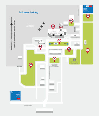 Hier kun je overal parkeren op Rotterdam Airport inclusief plattegrond
