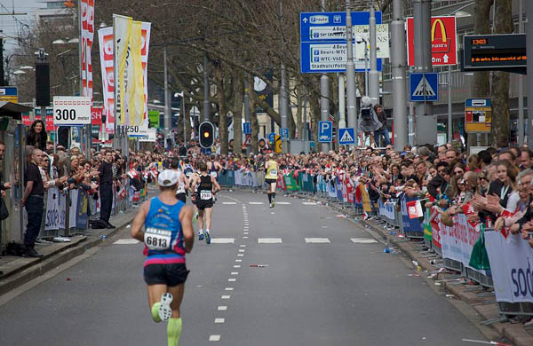 The Rotterdam marathon route from kilometer to kilometer