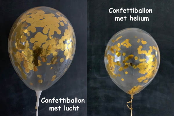 Hoe blijft de confetti plakken in confettiballonnen