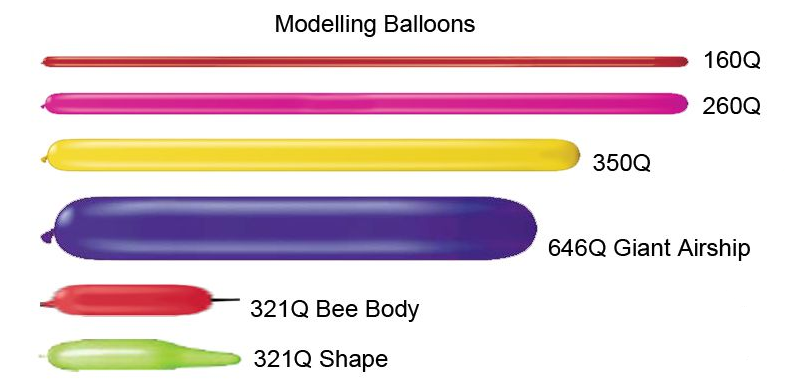 VERSCHILLENDE MATEN MODELLEERBALLONNEN