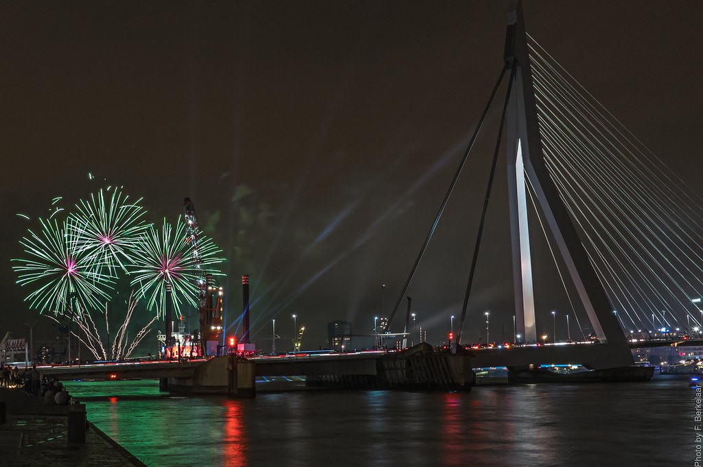 FIREWORKS ERASMUS BRIDGE ROTTERDAM